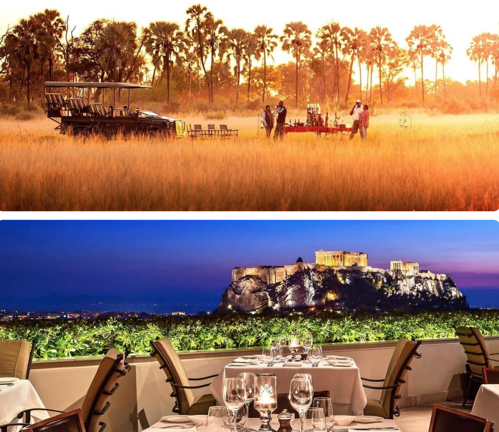 Top: Wilderness Chitabe - Botswana | Hotel Grande Bretagne - Athens, Greece

